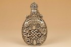 Rare Chinese Tibet-silver Copper Hand Solid Carved Bat Statue Snuff Bottle