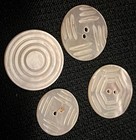 Antique Vintage Carved Geometric Design 4 Abalone  Mop Buttons