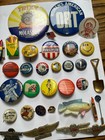 33 Assorted Vintage Buttons And Pins Lot  Political  Airlines  Show Biz Etc 