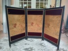 Vintage 4 Panel Folding Room Divider Tapestry Screen French Scene Wood Privacy S