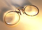 Antique Swiss Pince-nez Glasses  frame Without Temples   In A Leather Case 