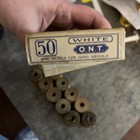 Antique Wooden Thread Spools Lot Clark O n t J p Coats Silk Sewing Box