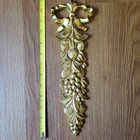 Vtg Ornate Solid Brass Wall Decor Ribbon Grapes Fruits