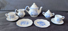 Vintage Miniature Blue   White Floral Porcelain Tea Set 11 Total Pieces