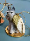 Schnauzer Ornaments Tiny Ones  Angel Figurine Hand Painted Black And Gray 2 Pc  