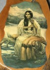 Vintage 1970s Native American Woman Natural Wood Lacquered 10    Wall Plaque Nice 