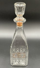 Glass Decanter Bottle With Stopper Clear Gold Lettering  gin  Vintage