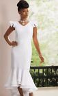 16w Ashro White Formal Church Wedding Easter Party Curly Shoulder Peplum Dress
