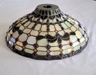 Vintage Tiffany-style Opalescent Stained Glass Lamp Shade- Jeweled 13 5 w X 5 h