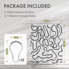 Shower Curtain  Washable Cloth Black And White Shower Curtain Sets With 12 Metal