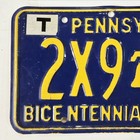 1976 Pennsylvania Bicentennial License Plate      Original Vintage Pa Tag 2x9 595