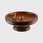 Antique Style Primitive Mahogany Wood Spinning Top Bowl W 3 Tops