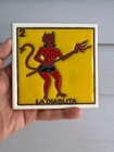 La Diablita She-devil Mexican Loteria Ceramic Tile 4 25   Mexican Folk Art