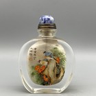 Chinese Old Beijing Glaze Inside Painting Flower Bird Beautiful Snuff Bottle Art