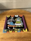 Vintage Talavera Day Of The Dead Festival Mexican Art Pottery Tile Trivet 6   