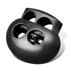 Double Hole Plastic Cord Lock Fasteners - 100 Pcs Black Spring Toggle Stoppers