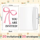 20 Pink Bow Girls Birthday Party Invitations With Envelopes Kids Invite Cards