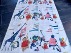 1950   s Musicians Of The Jungle Novelty Mid Century Barkcloth  Era Vintage Fabric