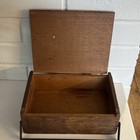 Antique Primitive Wooden Box No  411 Small With Metal Hardware   Dovetail Joints