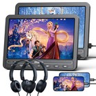 Dual Car Dvd Players 10 5  Screen 1080p Hd Usb Media Rear-seat Monitor   Headset