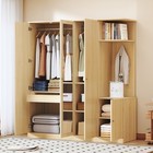 4-door Wardrobe With Drawers  Wood Clothes Storage Cabinet W full-length Mirror
