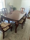 7-piece Dark Wood Rectangular Dining Table Set W  6 Chairs  Brown