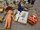 Salvage Lot Estate Collectibles Porcelain Mini Baskets Celluoid Dolls Minis Plus