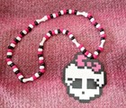 Kandi Perler Pony Beads Monster High 15 5  Necklace Rave Scene Retro Skull-new