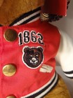 Fao Schwarz Brown Plush Stuffed Rusty Teddy Bear With Team Jacket