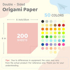 200 Sheets 50 Colors Origami Paper 6x6 Inch double Sided Colors Paper For Arts A