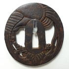 Japan Antique Iron Phoenix Tsuba Sword Fittings Katana Armor