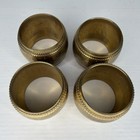 Vintage Round Hammered Brass 2in Napkin Rings Set Of 4 Mcm