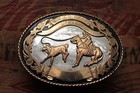 Vintage Comstock Silver Cowboy Calf Roping 1973 Western Trophy Belt Buckle