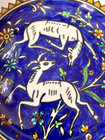 Marie Balian Style Armenian Dancing Gazelles Ceramic 9    Serving Bowl Jerusalem