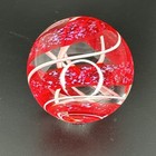 Contemporary Handmade Art Glass Marble 1 53  Sparkly Elegant Red White Swirl Mib