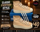 Adidas Nizza 2 High Tops      Size 10 5m 12w Beige white