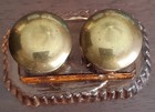 Antique Double Ink Well With Brass Cap thick Glass