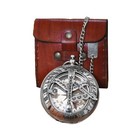 Brass Sundial Compass Vintage Pocket Style Nautical Keychain  Pendant Gold
