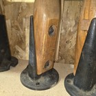 Rare Antique American Cast Iron Oak Stands - Athletics Gym Furniture Square Head