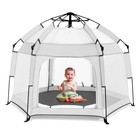 Bend River Baby Playpen W  Canopy Toddler Play Yard Indoor   Outdoor - Gray
