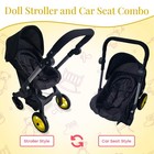 2-in-1 Convertible Doll Stroller And Car Seat For Kids Black Adjustable Baby