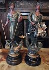 A Pair Of Antique French Bronzed Spelter Figures Sculptures  