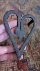 Rare Antique Early Primitive Metal Forged Iron Double Heart Trivet 5 