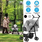 4 Wheel Pet Stroller Dog Cat Carrier Travel Jogger Pushchair Foldable Pram 44lbs