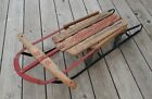 Vintage Champion Fastrack Wooden Snow Ice Sled Red   Blue Graphics