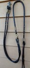 Vintage Braided Romal Romel Horse Bridle Reins Dark Brown Rawhide Buttons