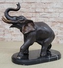 Bronze Elephant Sculpture Statue Collectible Marble Base Signed Moigniez