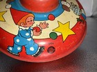 Vintage Tin Lithograph Ohio Art Spinning Top Clowns Dogs 