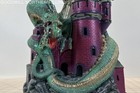 Vintage 1996 Dhm Green Dragon   Purple Castle Collectible Ceramic Figurine