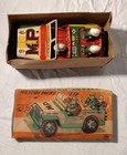 Vintage Toy Japanese Tin Friction U s  Army Mp Jeep In Box